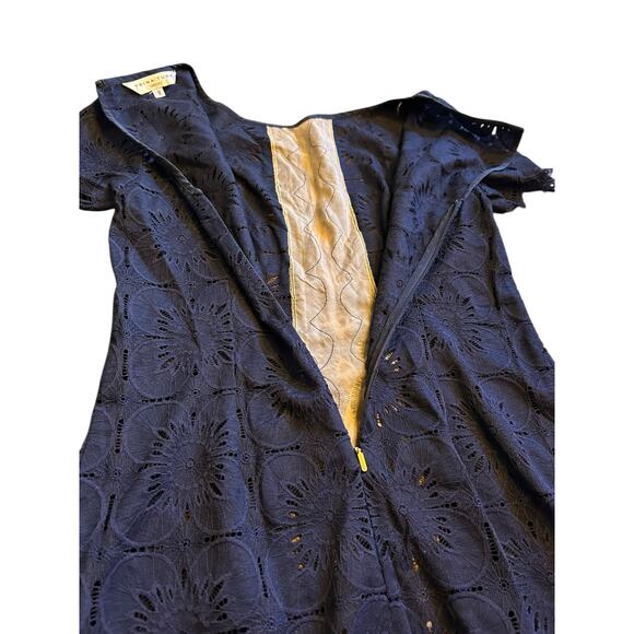 Trina Turk Short Sleeved Illusion Indigo Dress - Size 8 - Picture 6 of 12